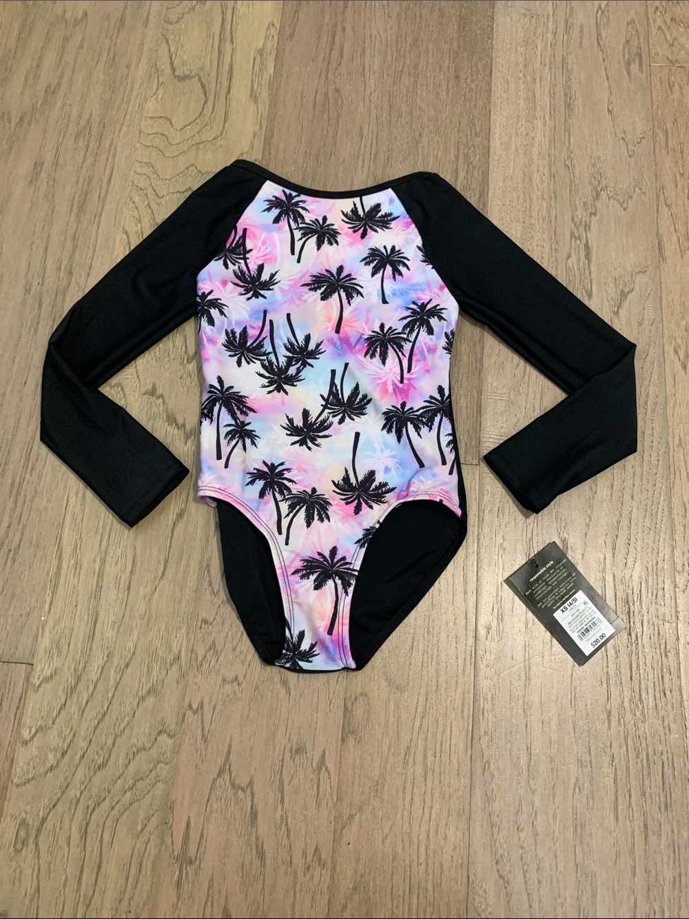 NWT art class Girls' Long-Sleeve One-Piece Swimsuit Size XS (4/5)